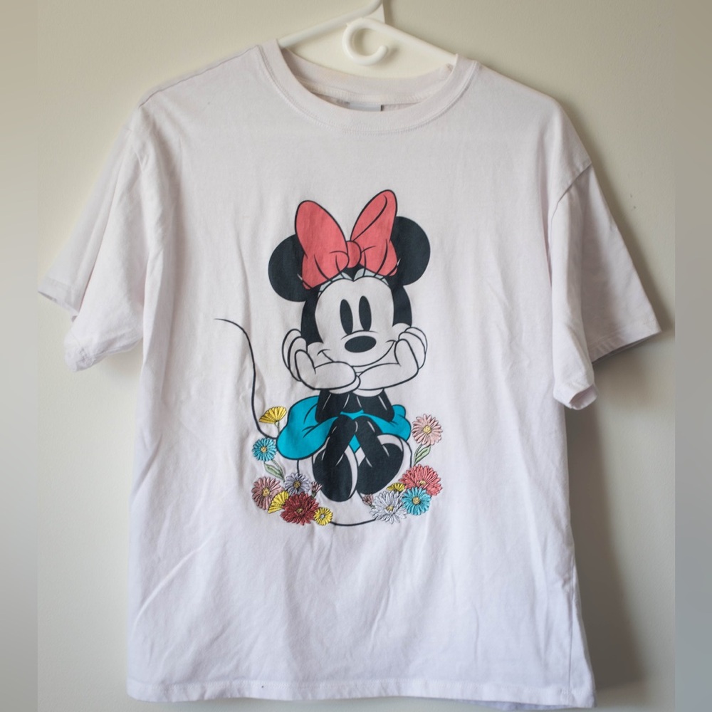 Disney Women’s Minnie Mouse Pink and Blue T-Shirt